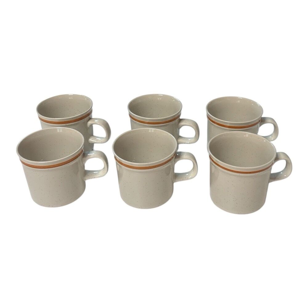 Vintage Counterpoint Stoneware Mugs Speckled Set Of 6 Japan Coffee Cups